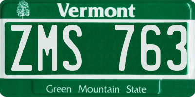 VT license plate ZMS763