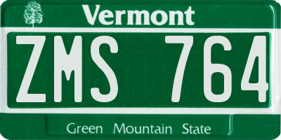 VT license plate ZMS764