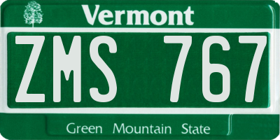 VT license plate ZMS767