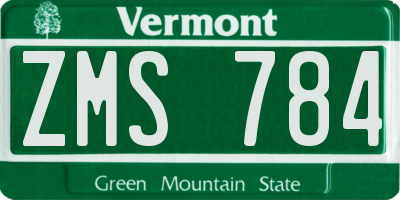 VT license plate ZMS784