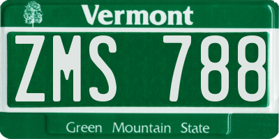 VT license plate ZMS788