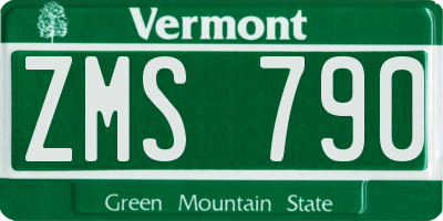 VT license plate ZMS790
