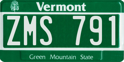 VT license plate ZMS791