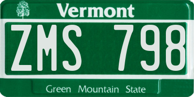 VT license plate ZMS798