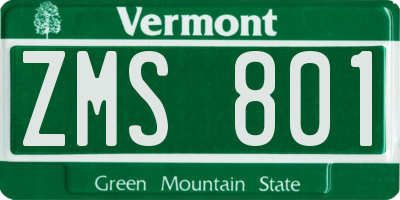 VT license plate ZMS801