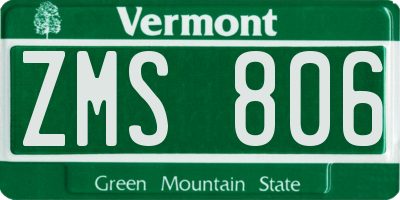 VT license plate ZMS806
