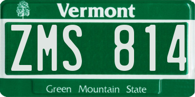 VT license plate ZMS814