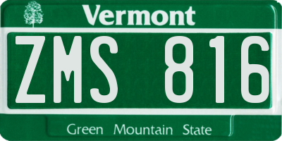 VT license plate ZMS816