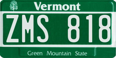 VT license plate ZMS818