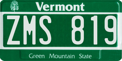 VT license plate ZMS819
