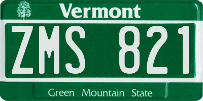 VT license plate ZMS821