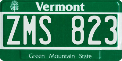 VT license plate ZMS823