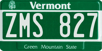 VT license plate ZMS827