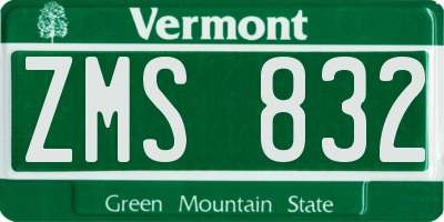 VT license plate ZMS832