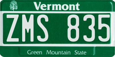 VT license plate ZMS835