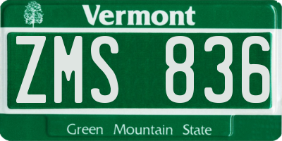 VT license plate ZMS836