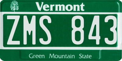 VT license plate ZMS843