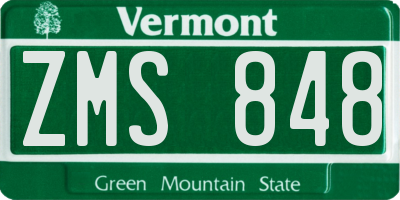 VT license plate ZMS848