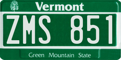 VT license plate ZMS851