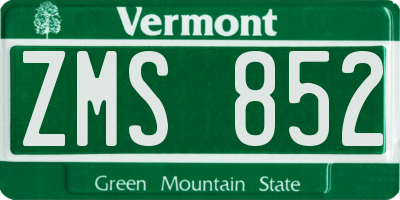 VT license plate ZMS852