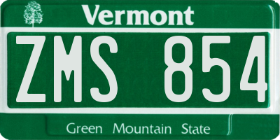 VT license plate ZMS854
