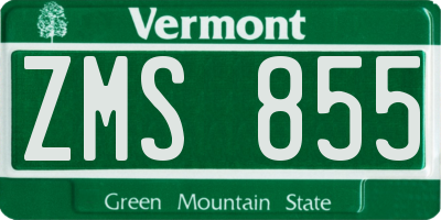 VT license plate ZMS855