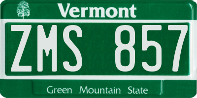 VT license plate ZMS857