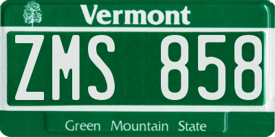 VT license plate ZMS858