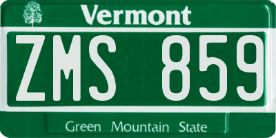 VT license plate ZMS859