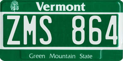 VT license plate ZMS864