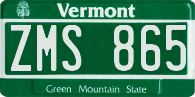 VT license plate ZMS865