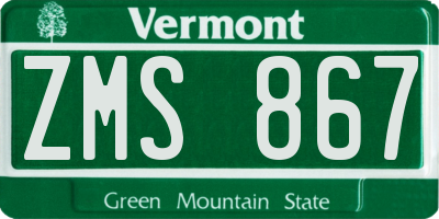VT license plate ZMS867