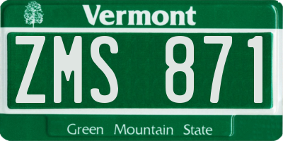VT license plate ZMS871