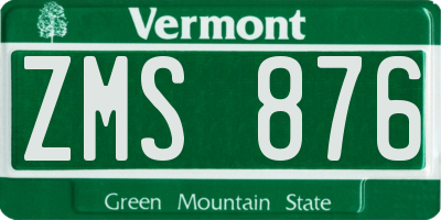 VT license plate ZMS876