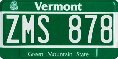 VT license plate ZMS878
