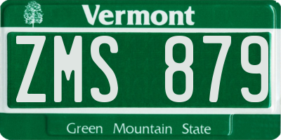 VT license plate ZMS879