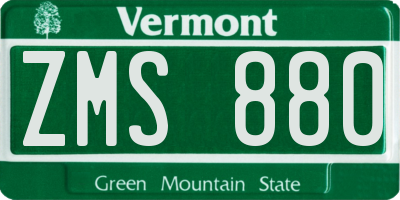 VT license plate ZMS880