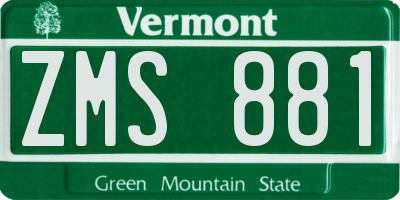 VT license plate ZMS881