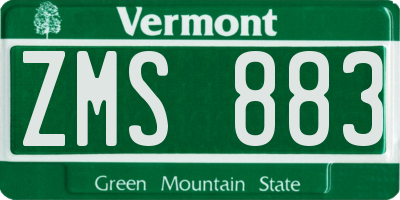 VT license plate ZMS883