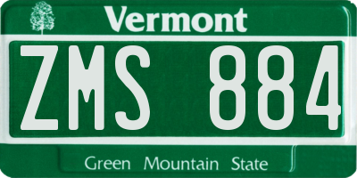 VT license plate ZMS884