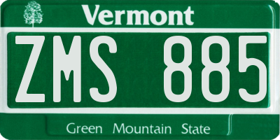 VT license plate ZMS885