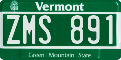 VT license plate ZMS891