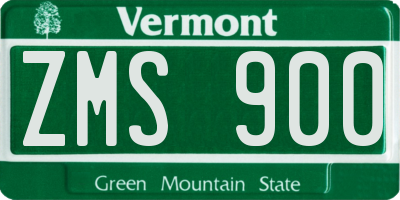 VT license plate ZMS900