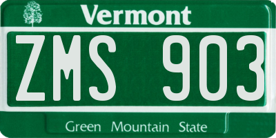 VT license plate ZMS903