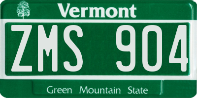 VT license plate ZMS904