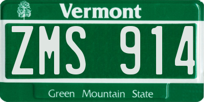 VT license plate ZMS914
