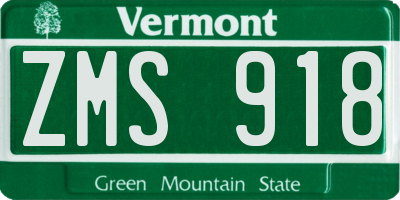 VT license plate ZMS918