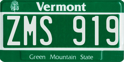 VT license plate ZMS919