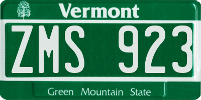VT license plate ZMS923
