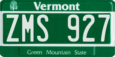 VT license plate ZMS927